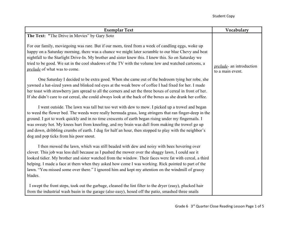 Grade 6 3Rd Quarter Close Reading Lesson Page 1 of 1