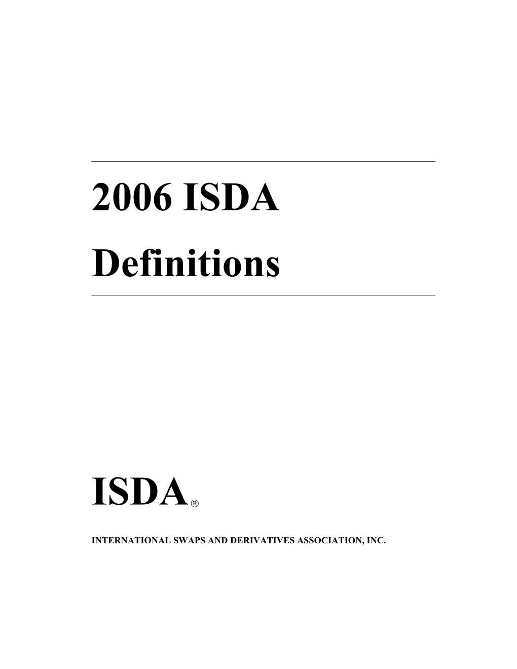 2006 Isda Definitions