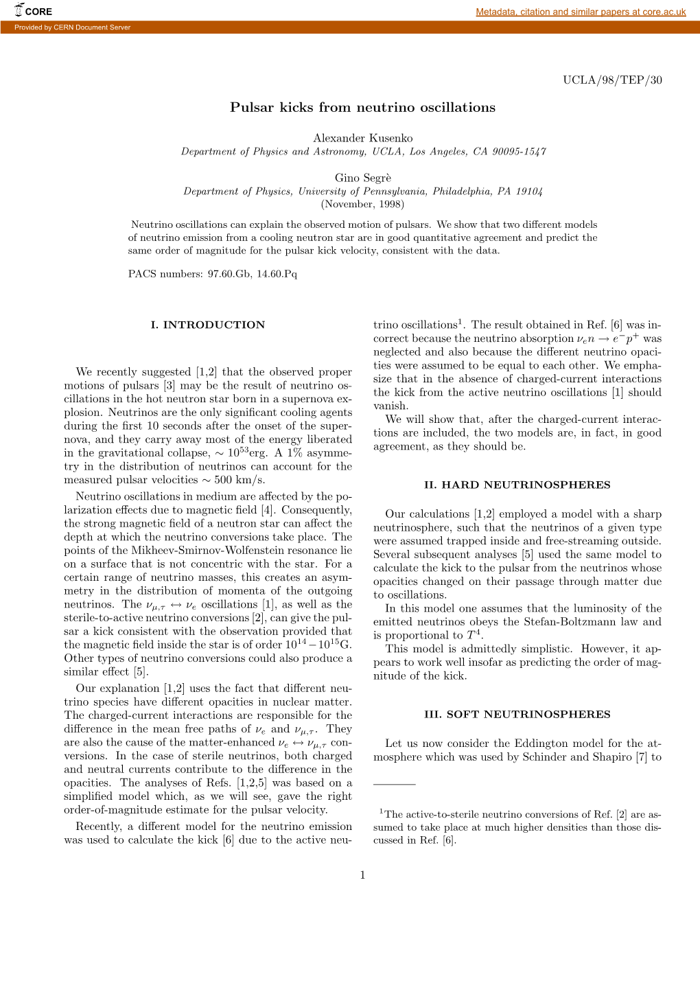 Pulsar Kicks from Neutrino Oscillations