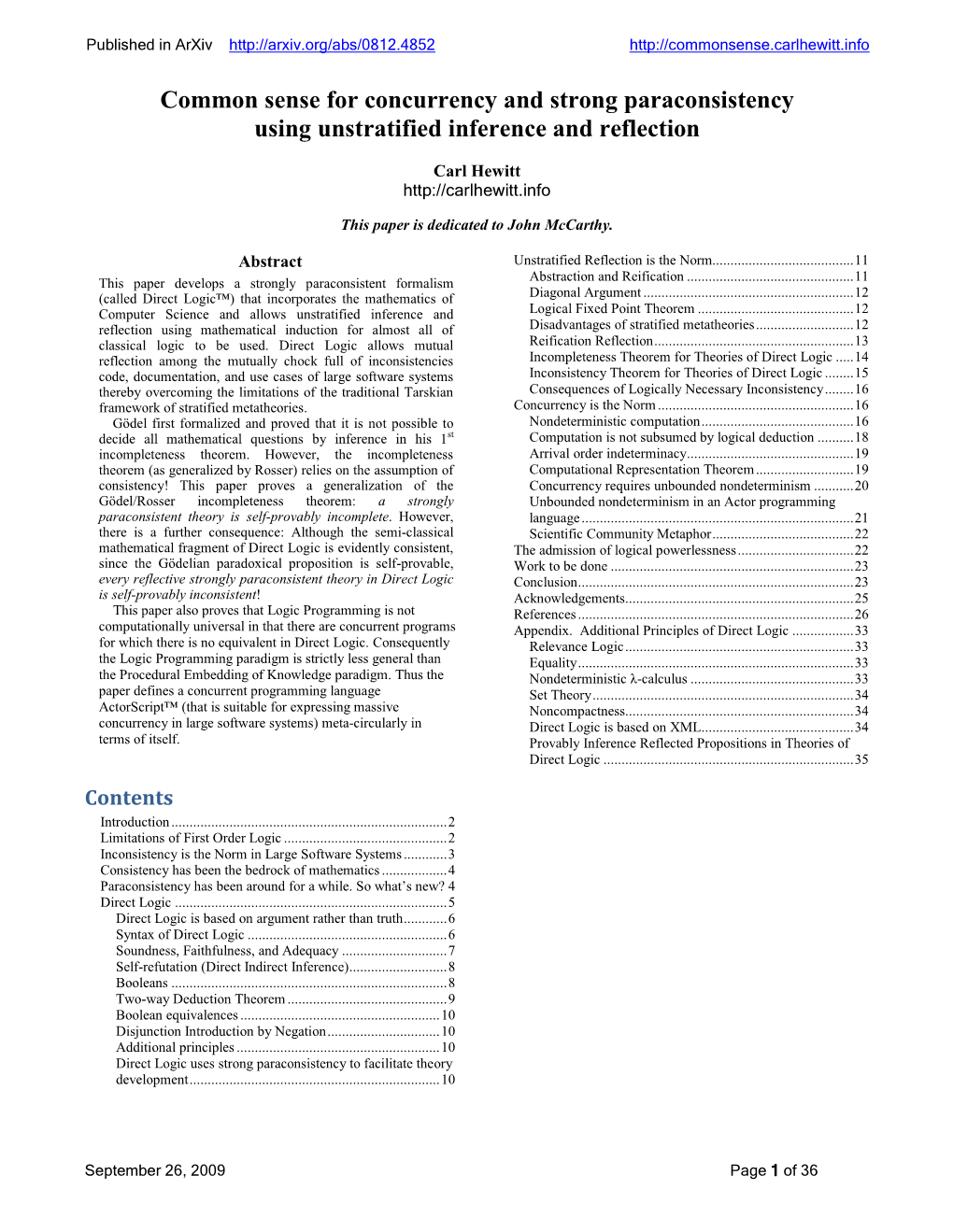 Common Sense for Concurrency and Strong Paraconsistency Using Unstratified Inference and Reflection