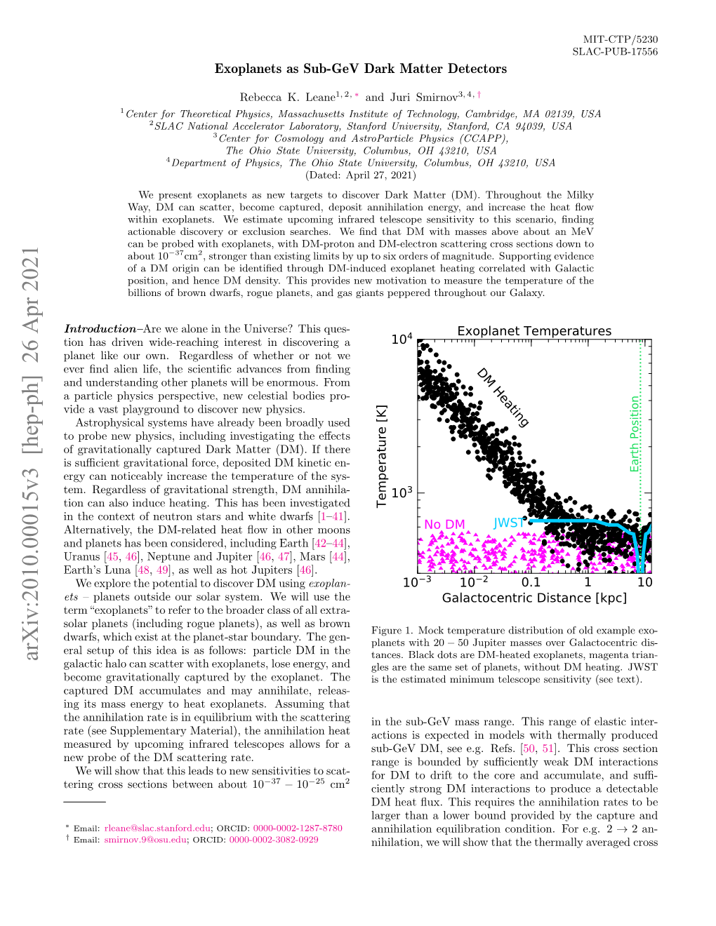 Arxiv:2010.00015V3 [Hep-Ph] 26 Apr 2021 Galactic Halo Can Scatter with Exoplanets, Lose Energy, and Gles Are the Same Set of Planets, Without DM Heating