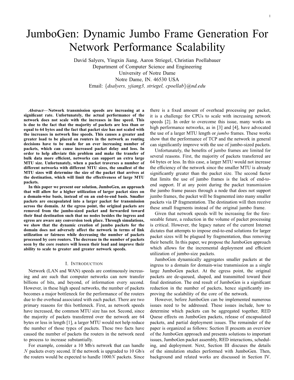 Dynamic Jumbo Frame Generation for Network Performance Scalability