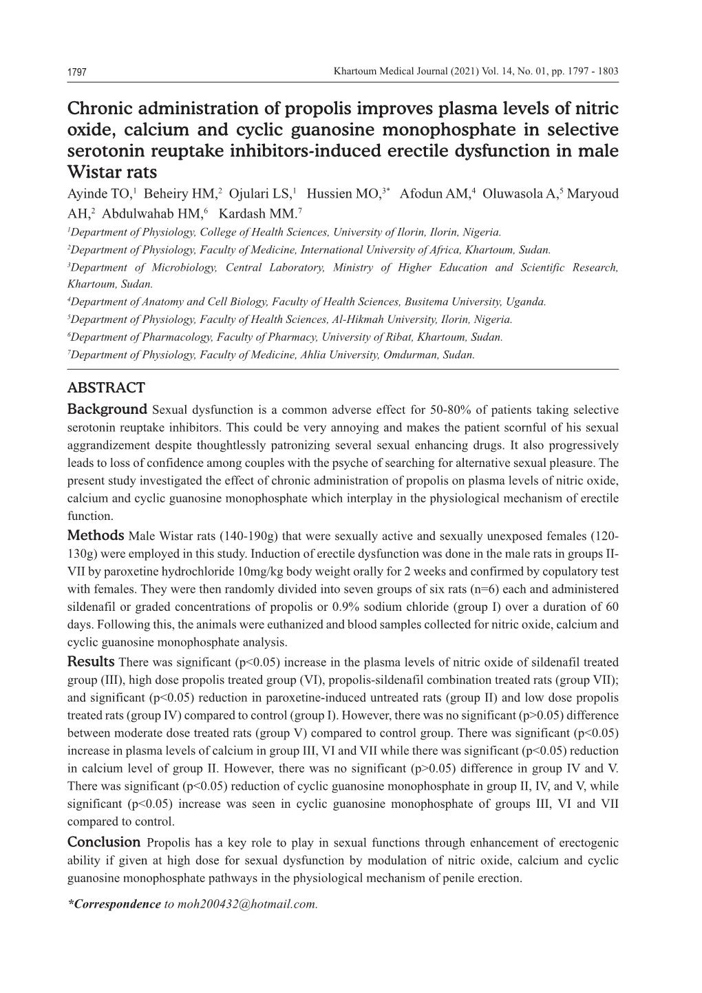 Chronic Administration of Propolis Improves Plasma Levels of Nitric