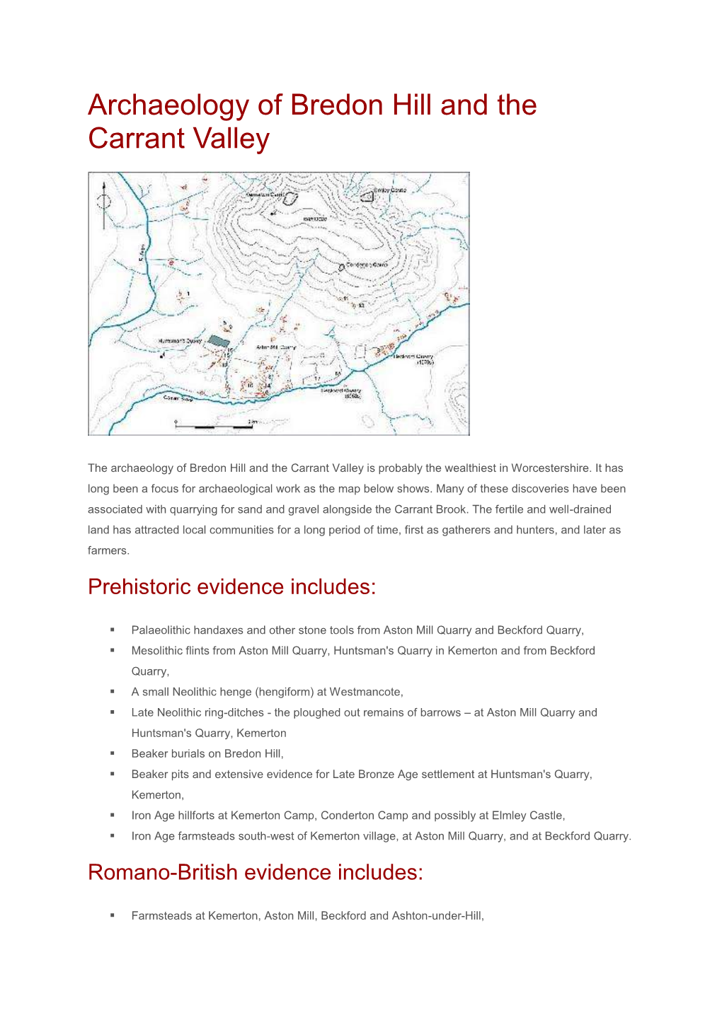 Archaeology of Bredon Hill and the Carrant Valley