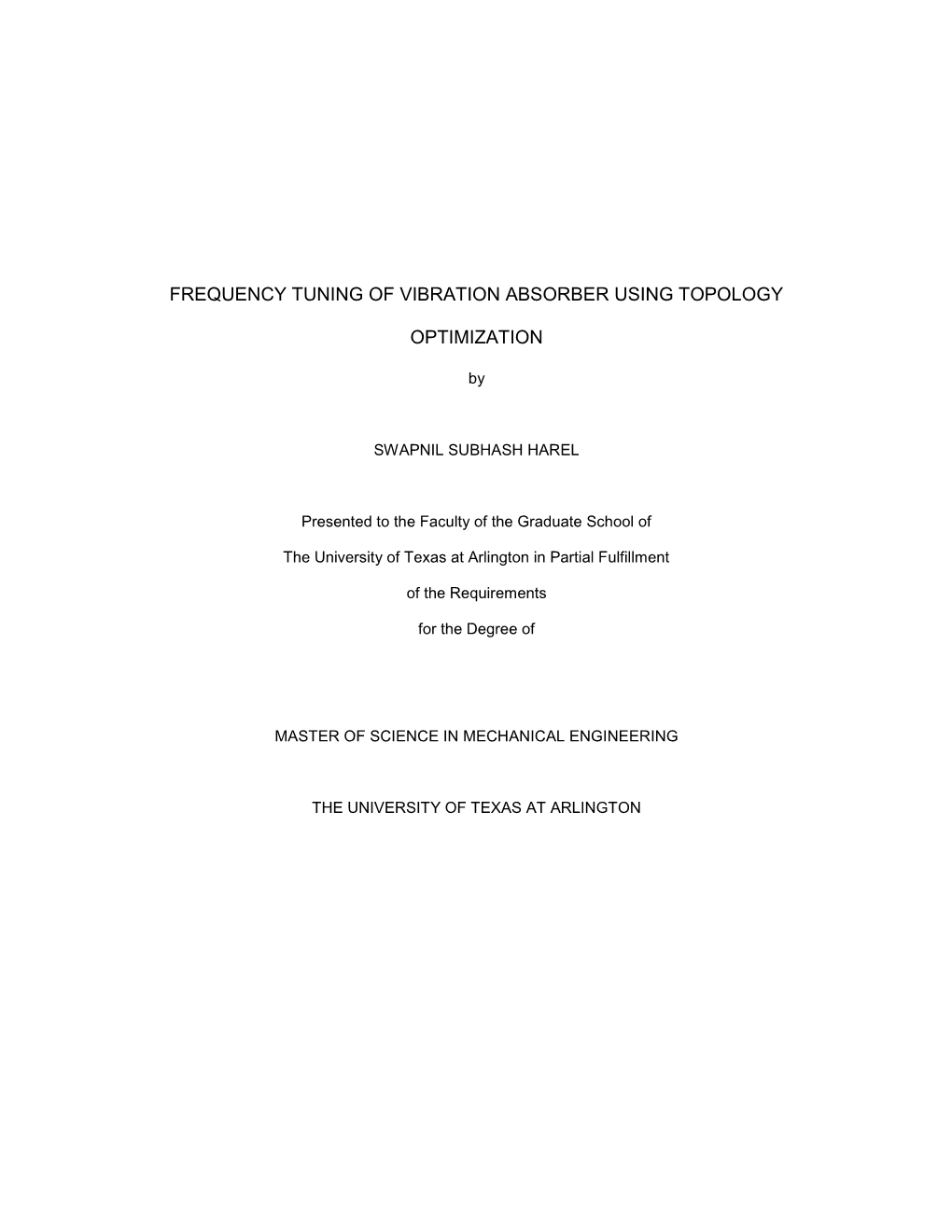 Frequency Tuning of Vibration Absorber Using Topology