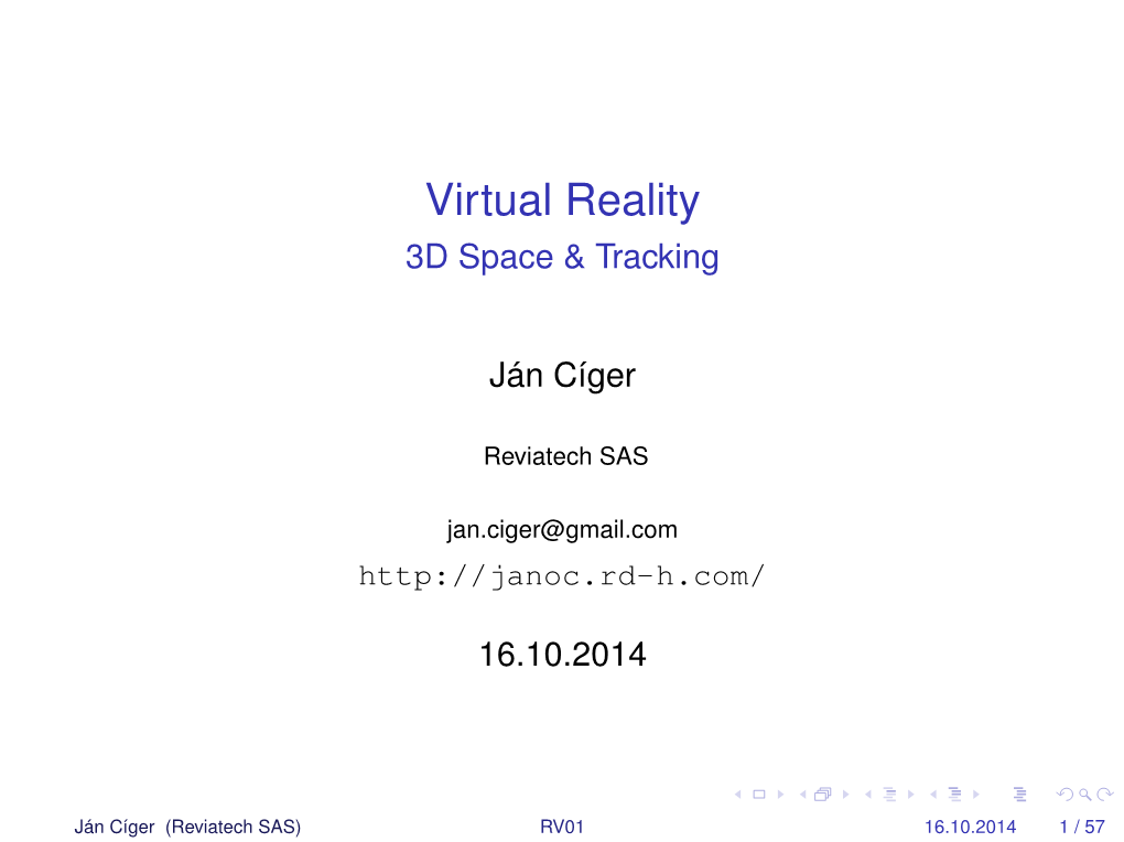 Virtual Reality 3D Space & Tracking