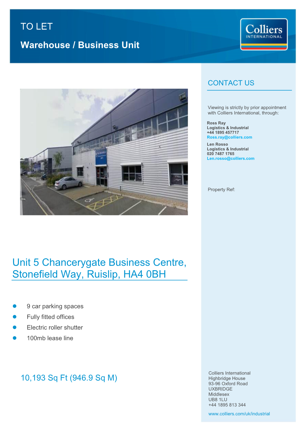 Unit 5 Chancerygate Business Centre, Stonefield Way, Ruislip, HA4 0BH