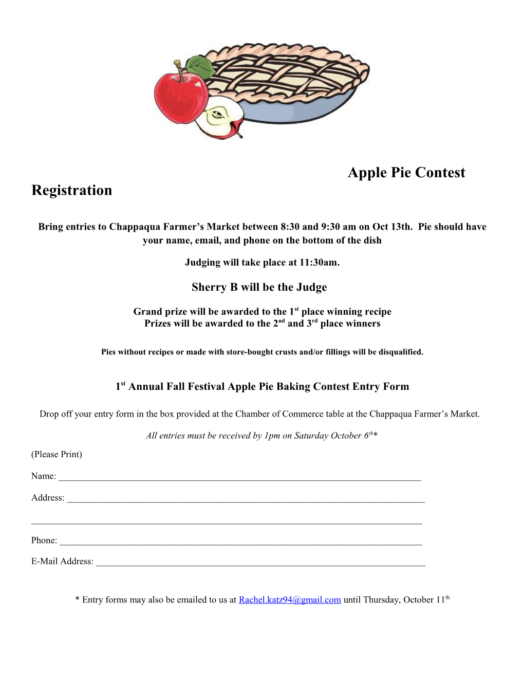 Apple Pie Contest Registration