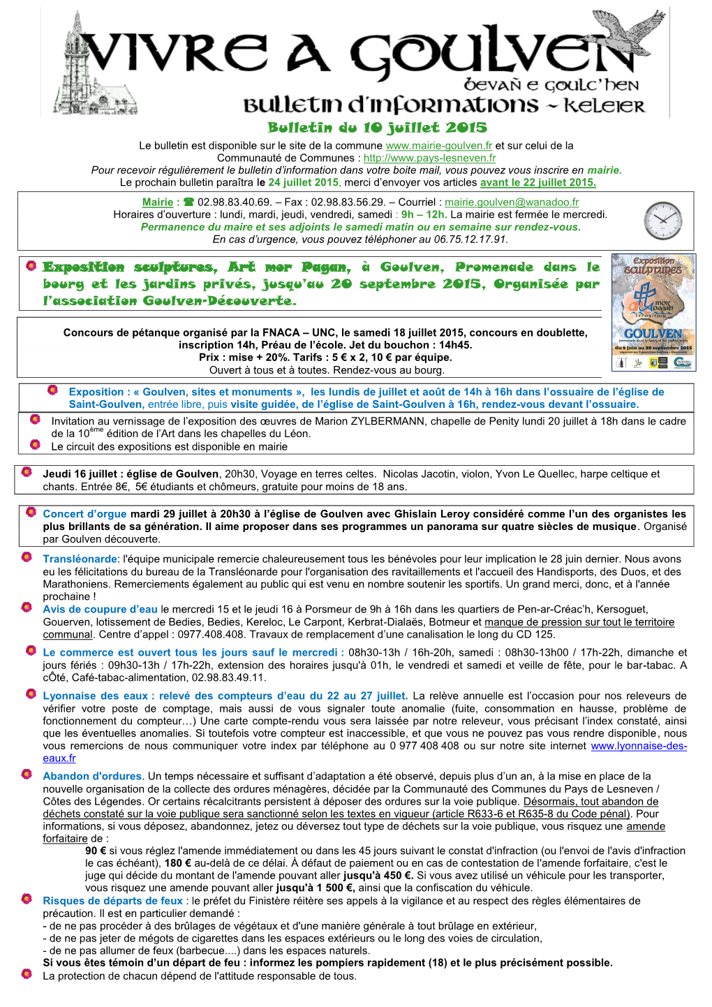 Bulletin Du 10 Juillet 2015