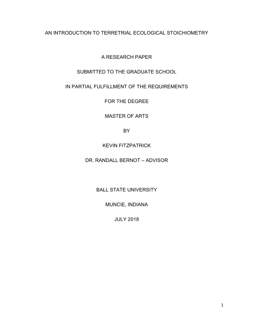 An Introduction to Terretrial Ecological Stoichiometry