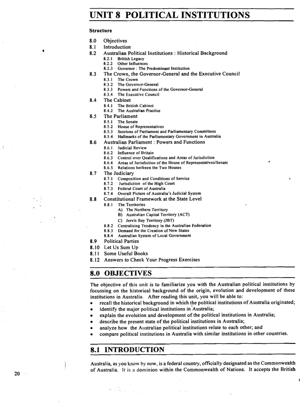 Unit 8 Political Institutions