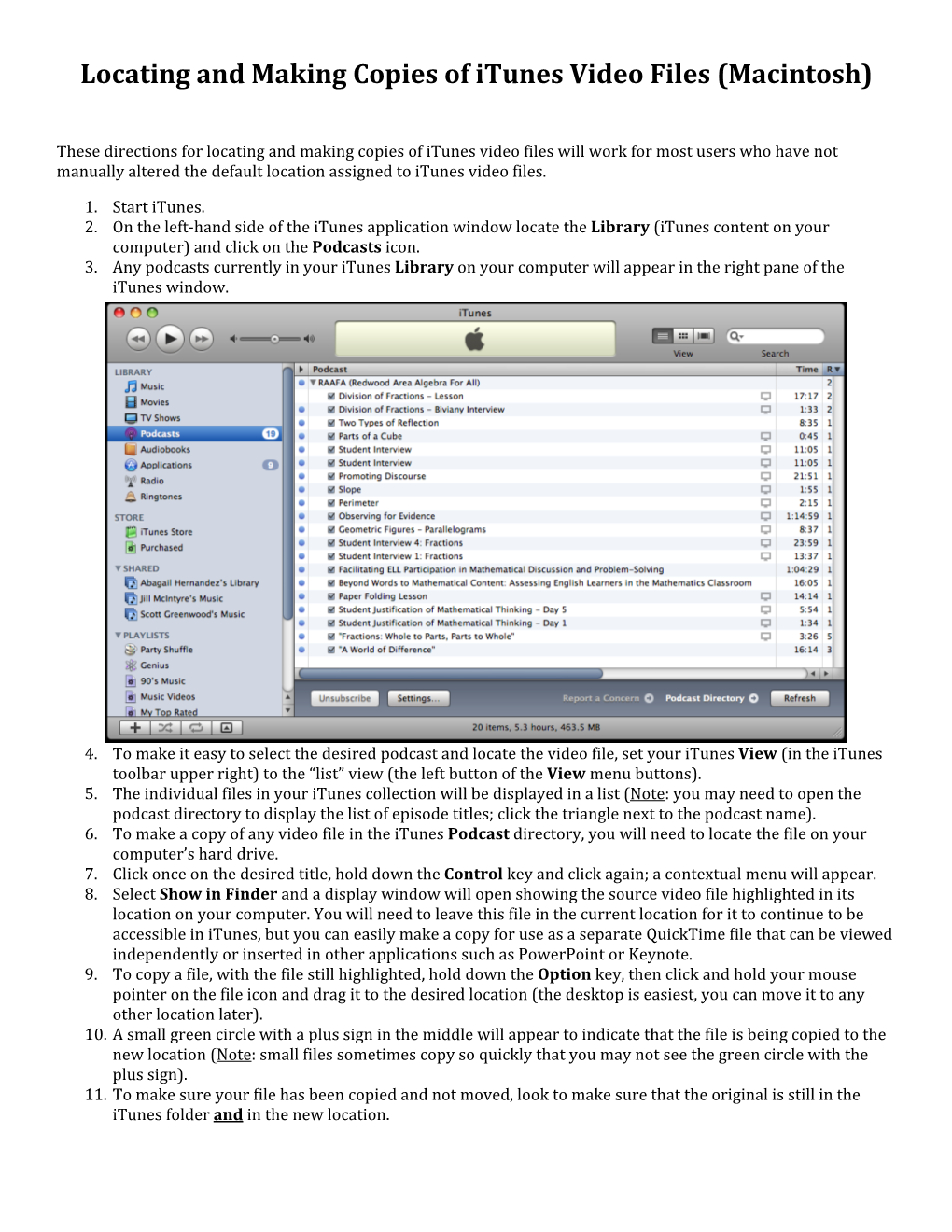 Locating and Making Copies of Itunes Video Files (Macintosh)