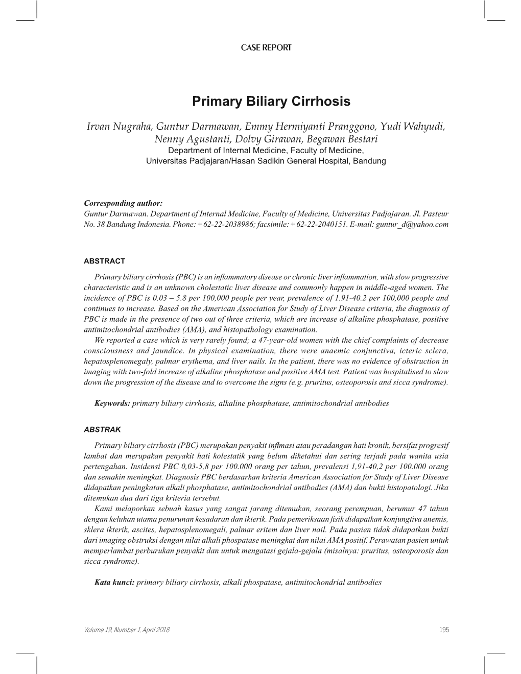 Primary Biliary Cirrhosis