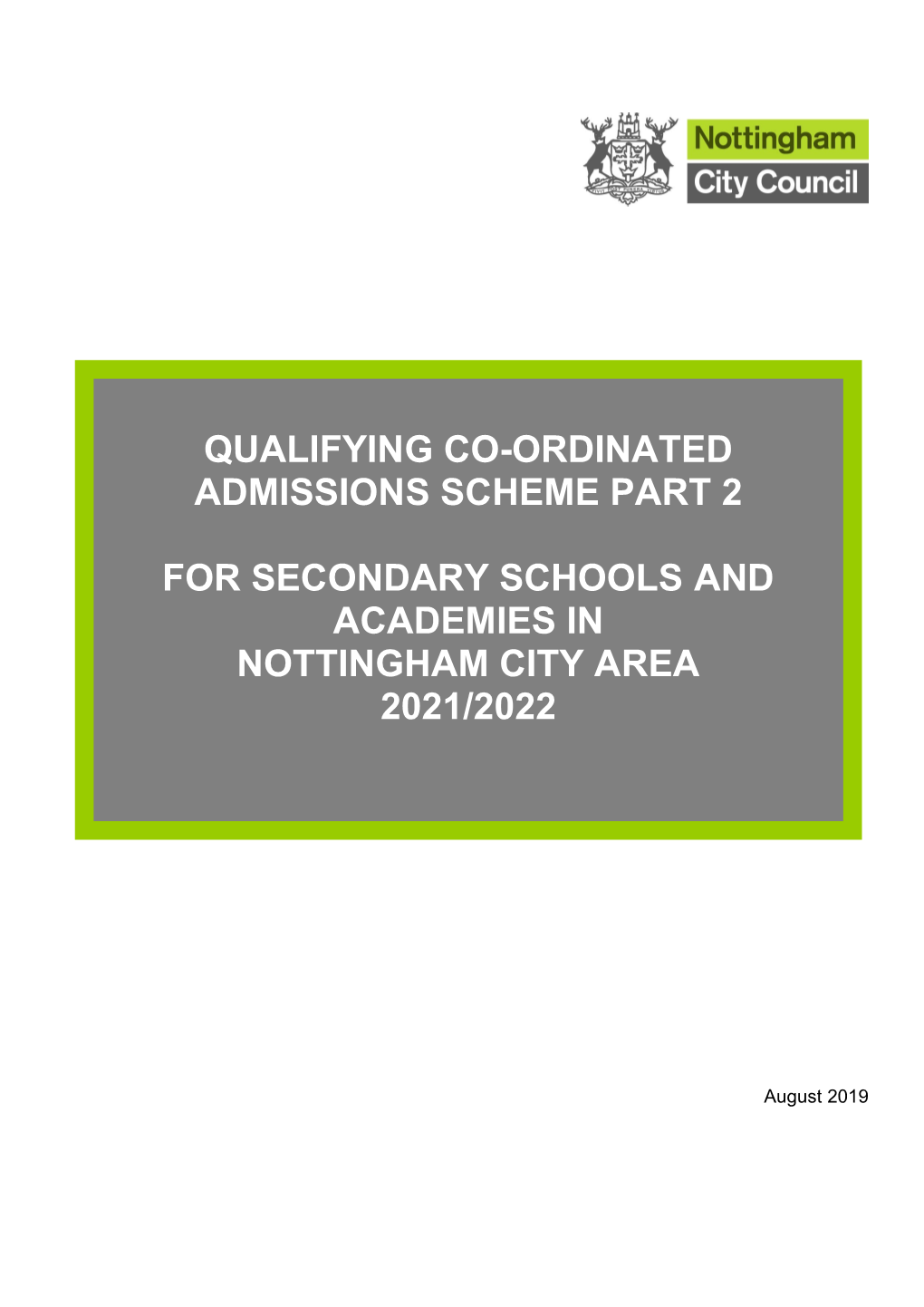 Qualifying Co-Ordinated Admissions Scheme Part 2