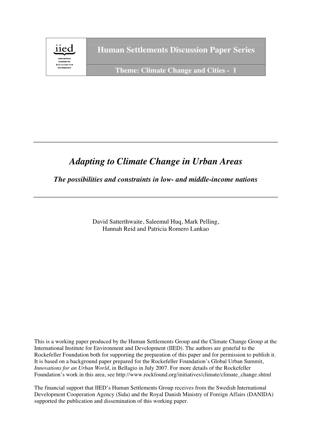 Adapting to Climate Change in Urban Areas