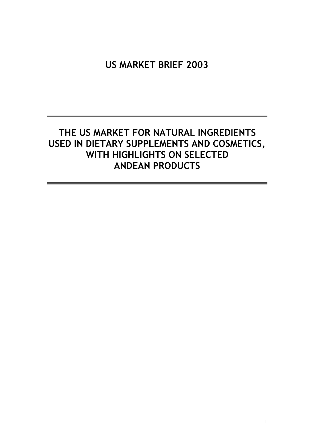 US Market for Natural Ingredients 2003 V2