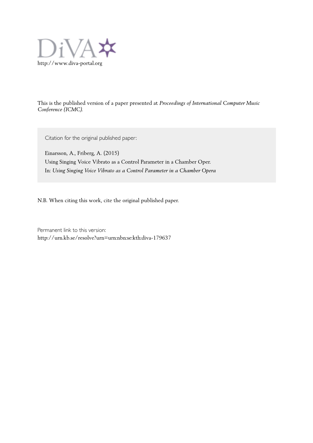 Using Singing Voice Vibrato As a Control Parameter in a Chamber Oper