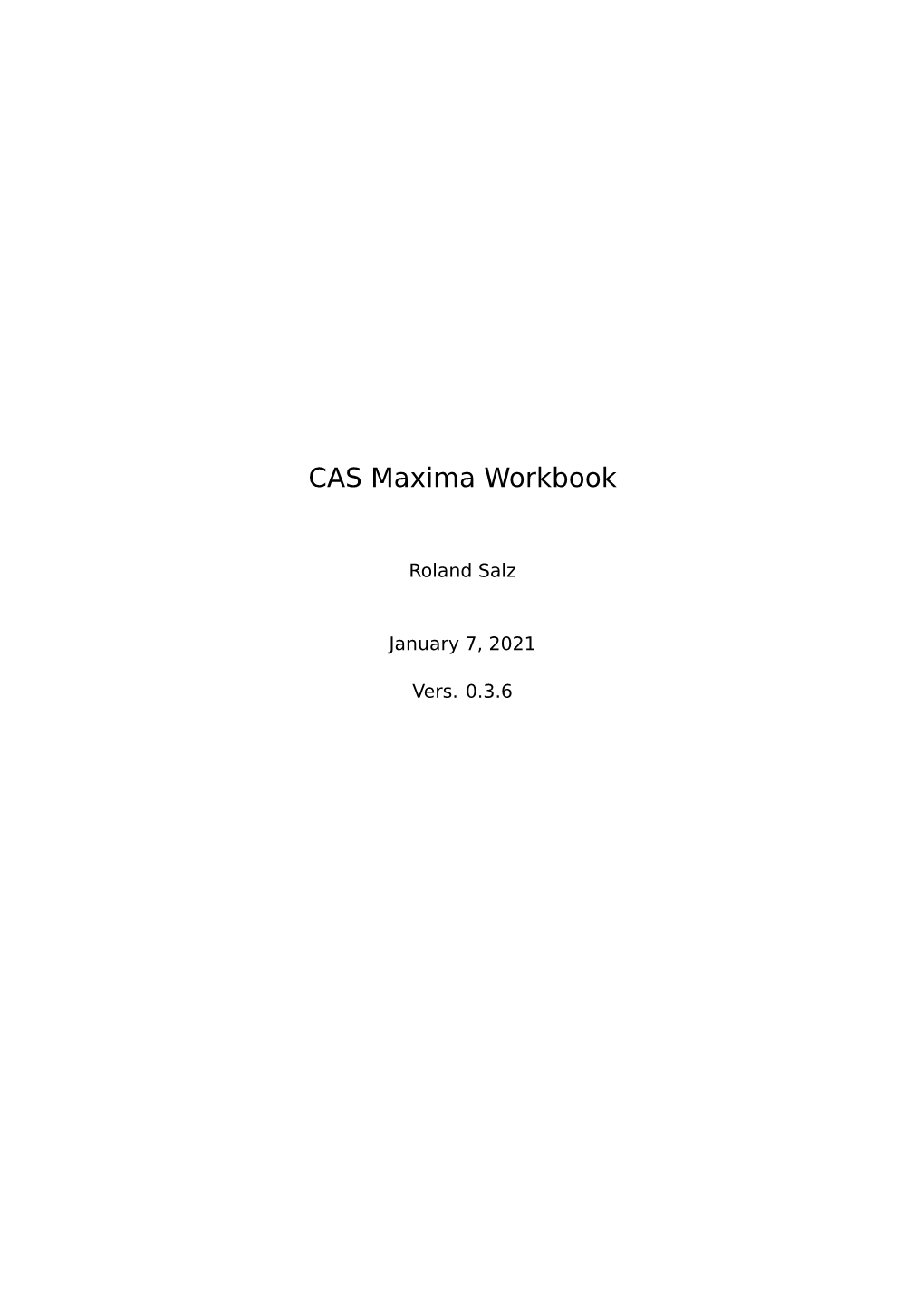 CAS Maxima Workbook