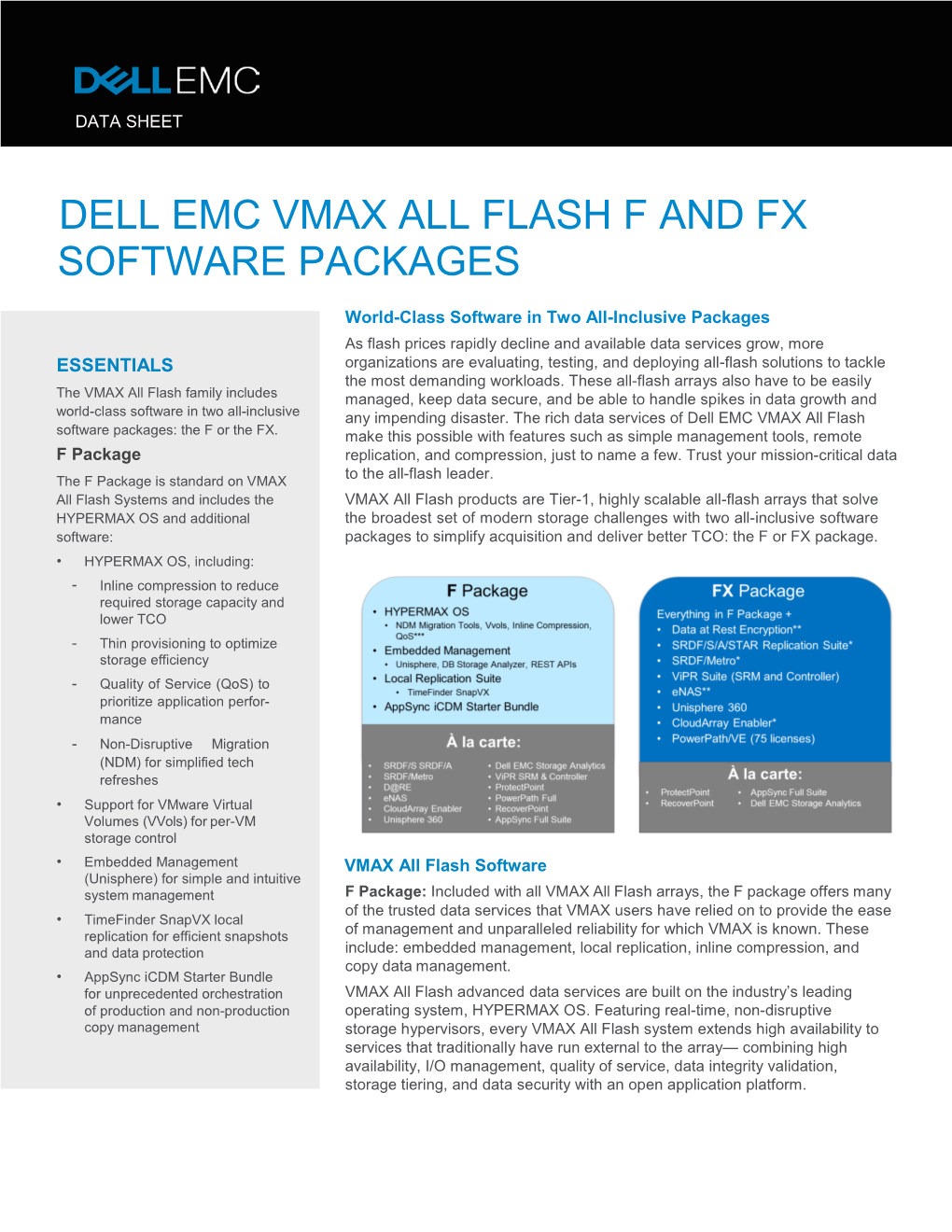 Dell Emc Vmax All Flash F and Fx Software Packages