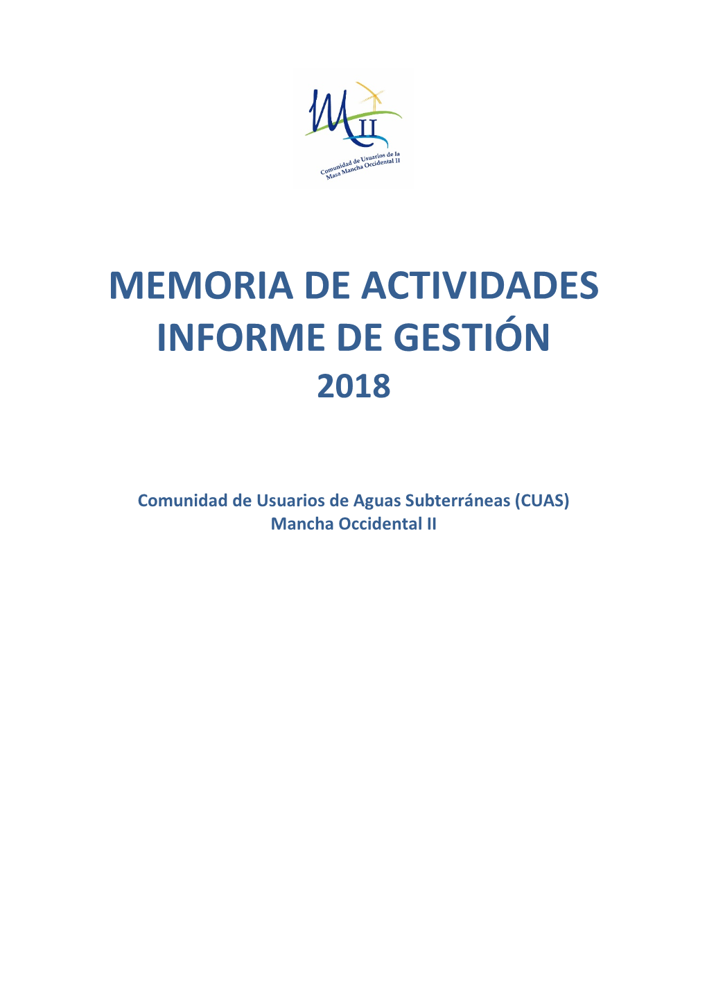 Memoria De Actividades Informe De Gestión 2018