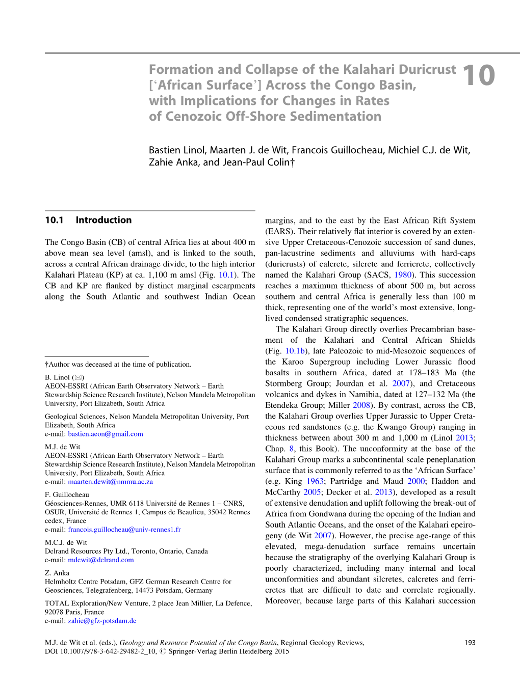 Formation and Collapse of the Kalahari Duricrust ['African Surface