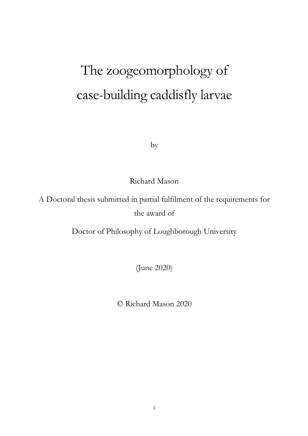 The Zoogeomorphology of Case-Building Caddisfly Larvae