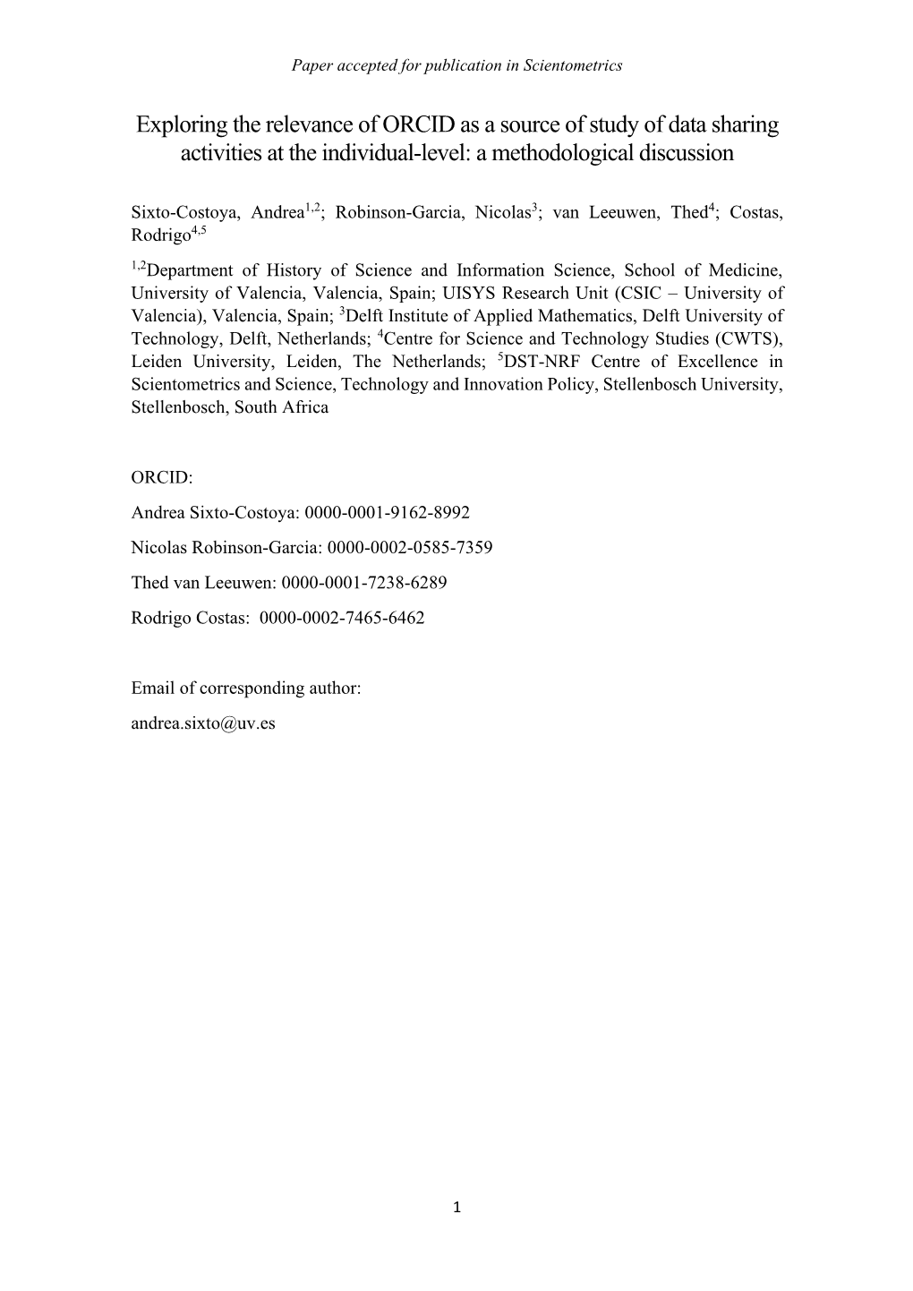 Exploring the Relevance of ORCID As a Source of Study of Data Sharing Activities at the Individual-Level: a Methodological Discussion