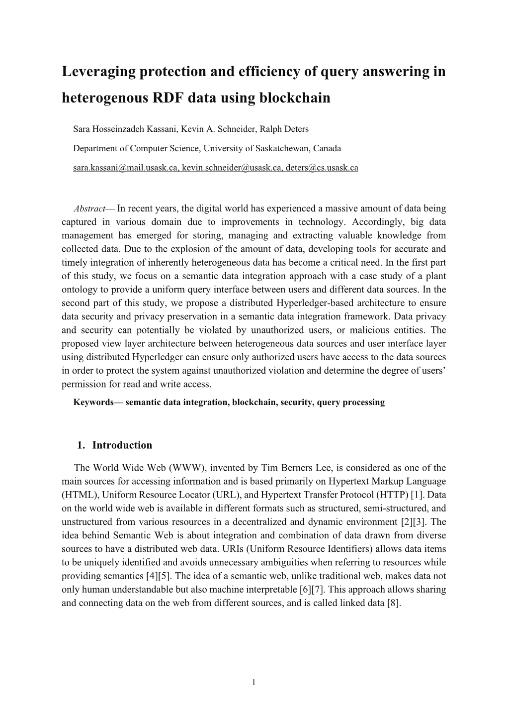 Leveraging Protection and Efficiency of Query Answering in Heterogenous RDF Data Using Blockchain