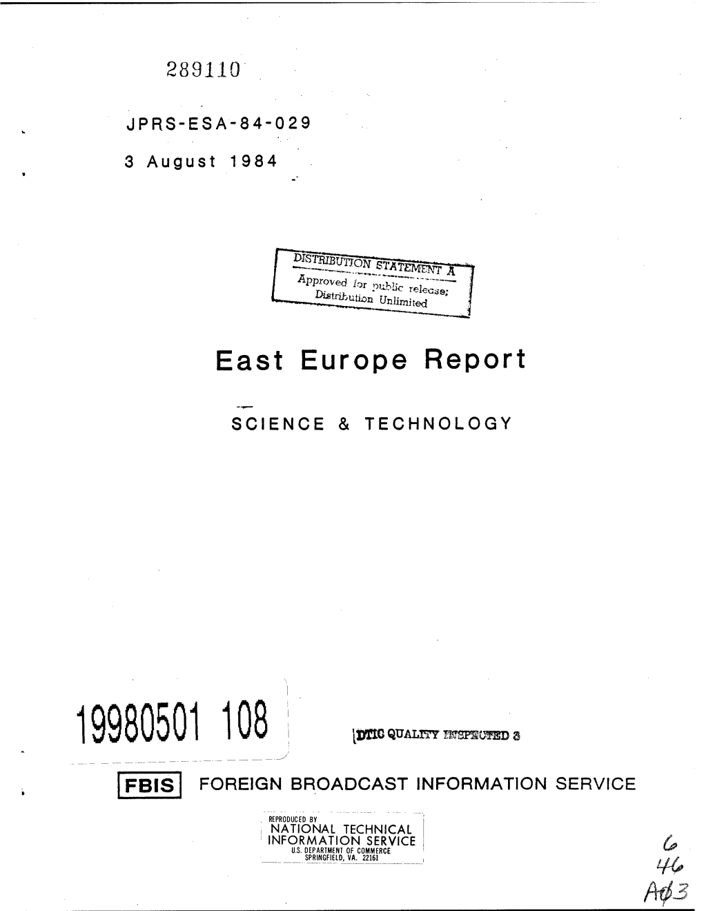 JPRS-ESA-84-029 East Europe Report