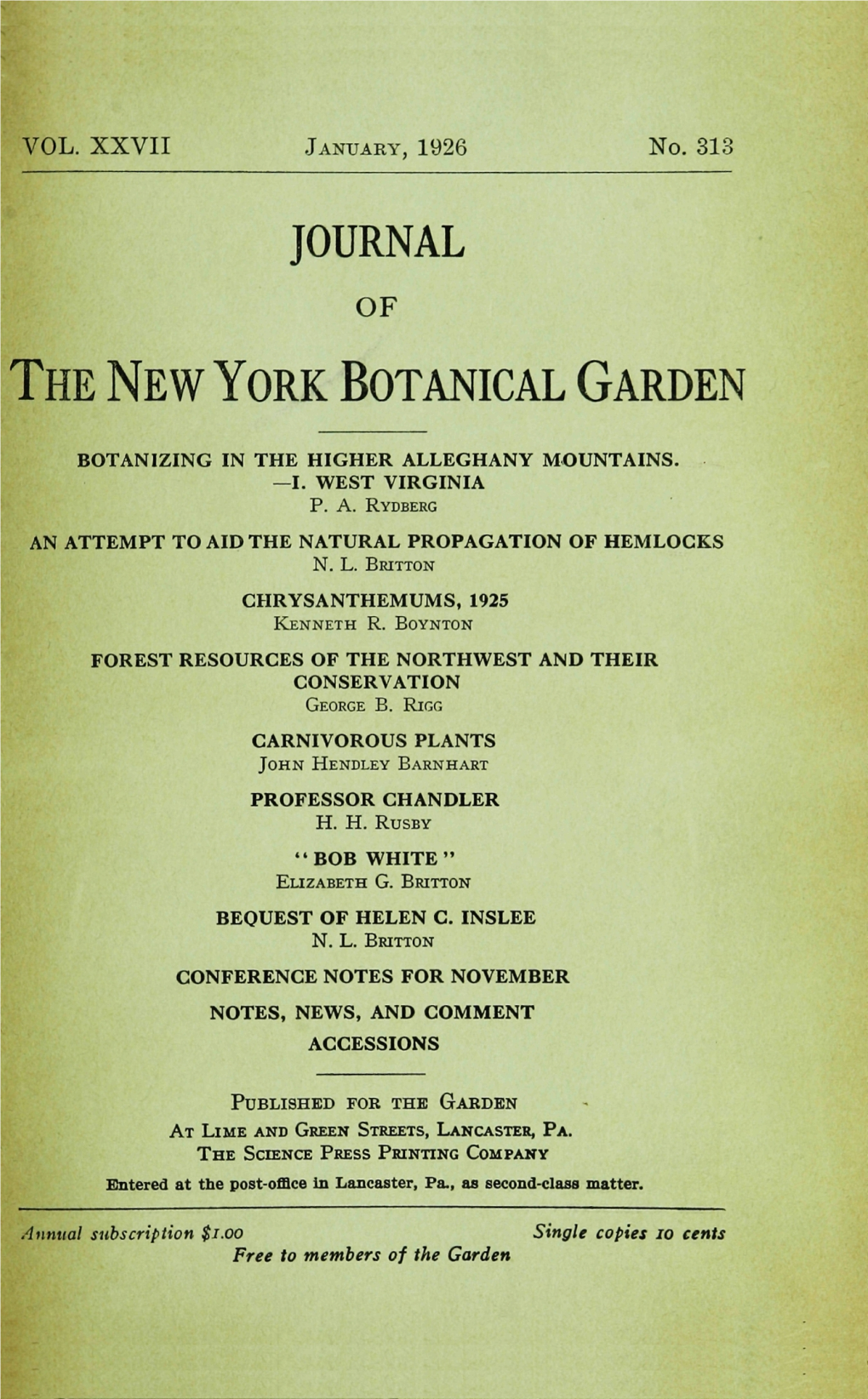 Journal the New York Botanical Garden