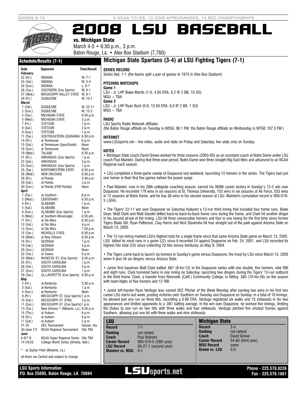 Game Notes Vs. Michigan State 1.Qxd