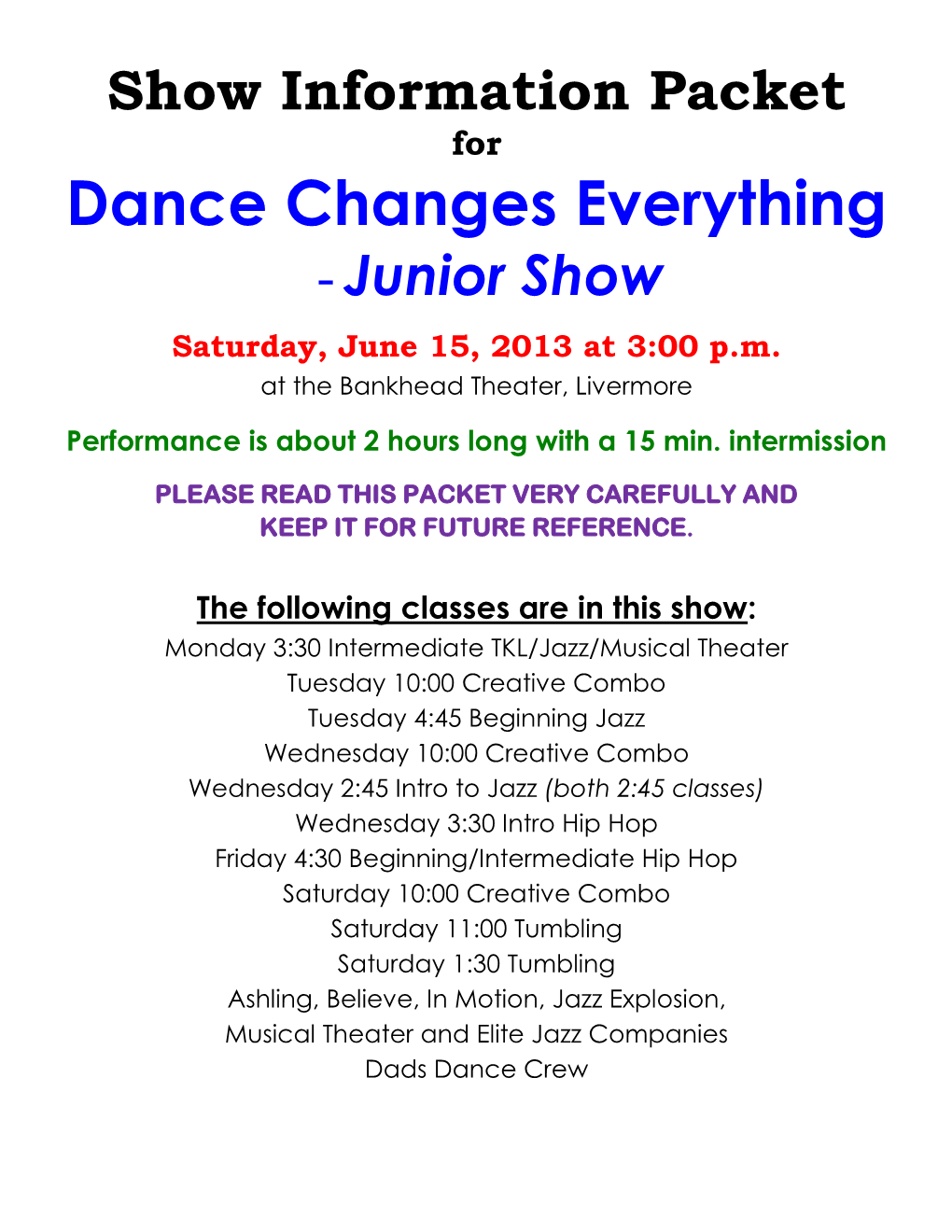 Dance Changes Everything - Junior Show