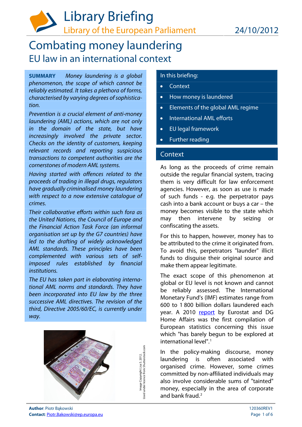 Money Laundering EU Law in an International Context