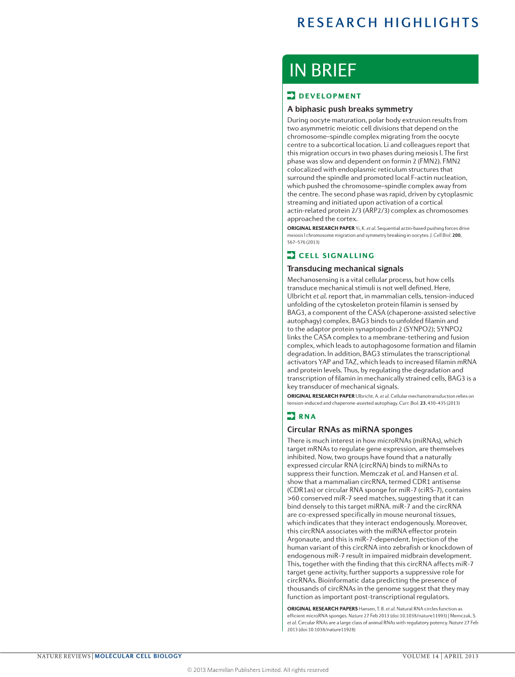 RNA: Circular Rnas As Mirna Sponges