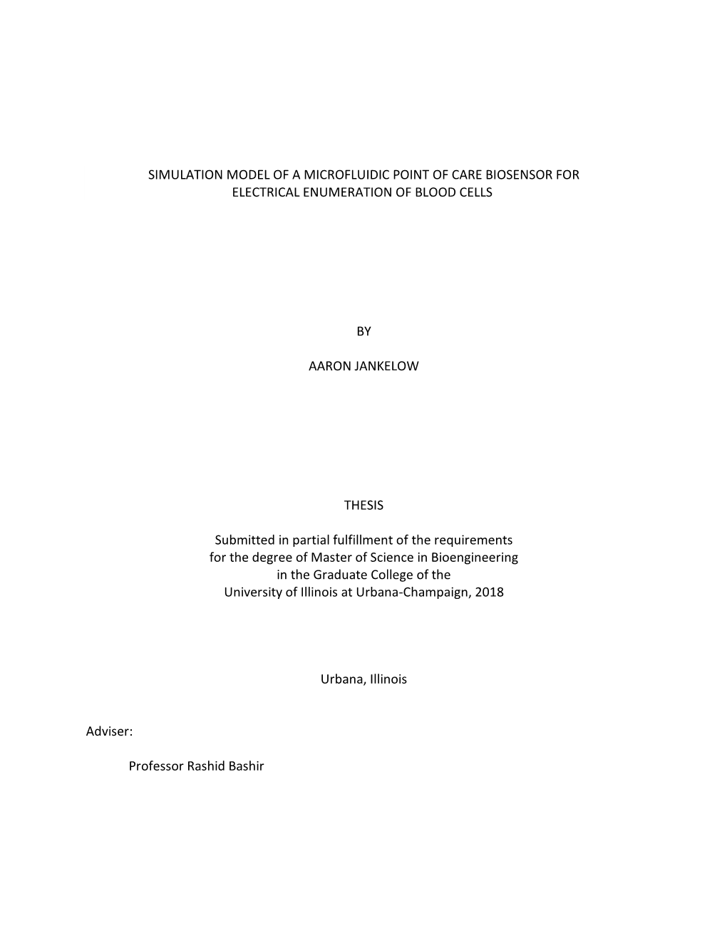 Simulation Model of a Microfluidic Point of Care Biosensor for Electrical Enumeration of Blood Cells