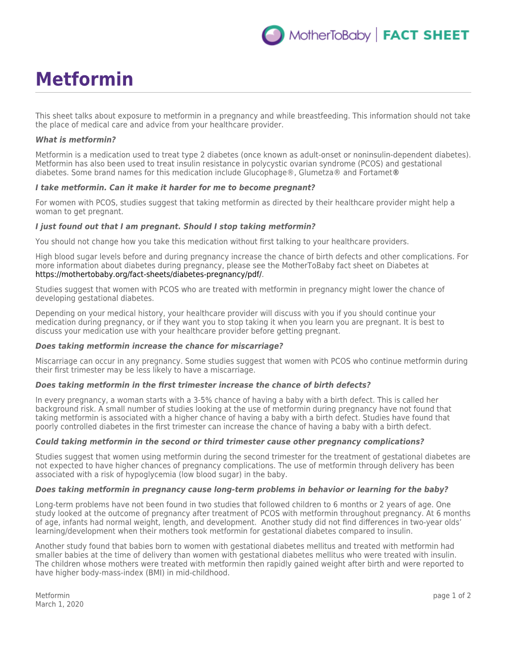 Metformin and Pregnancy