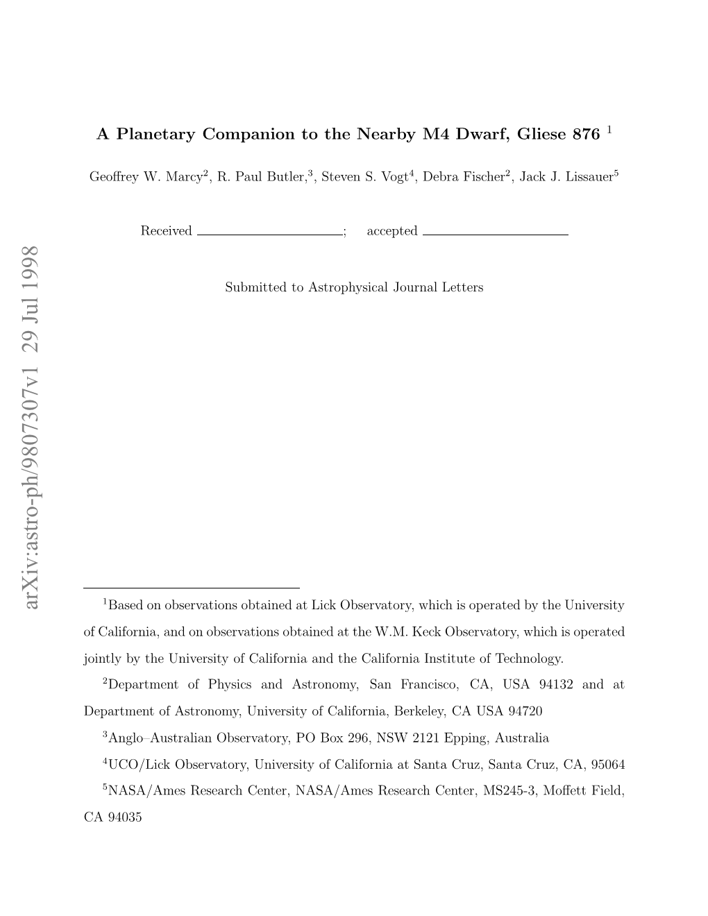 A Planetary Companion to the Nearby M4 Dwarf, Gliese