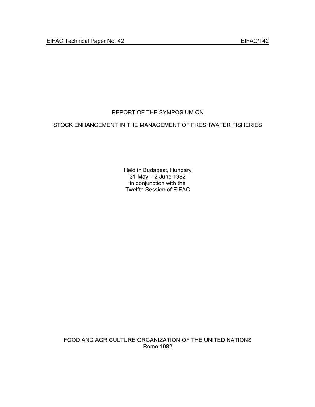 EIFAC Technical Paper No. 42 EIFAC/T42
