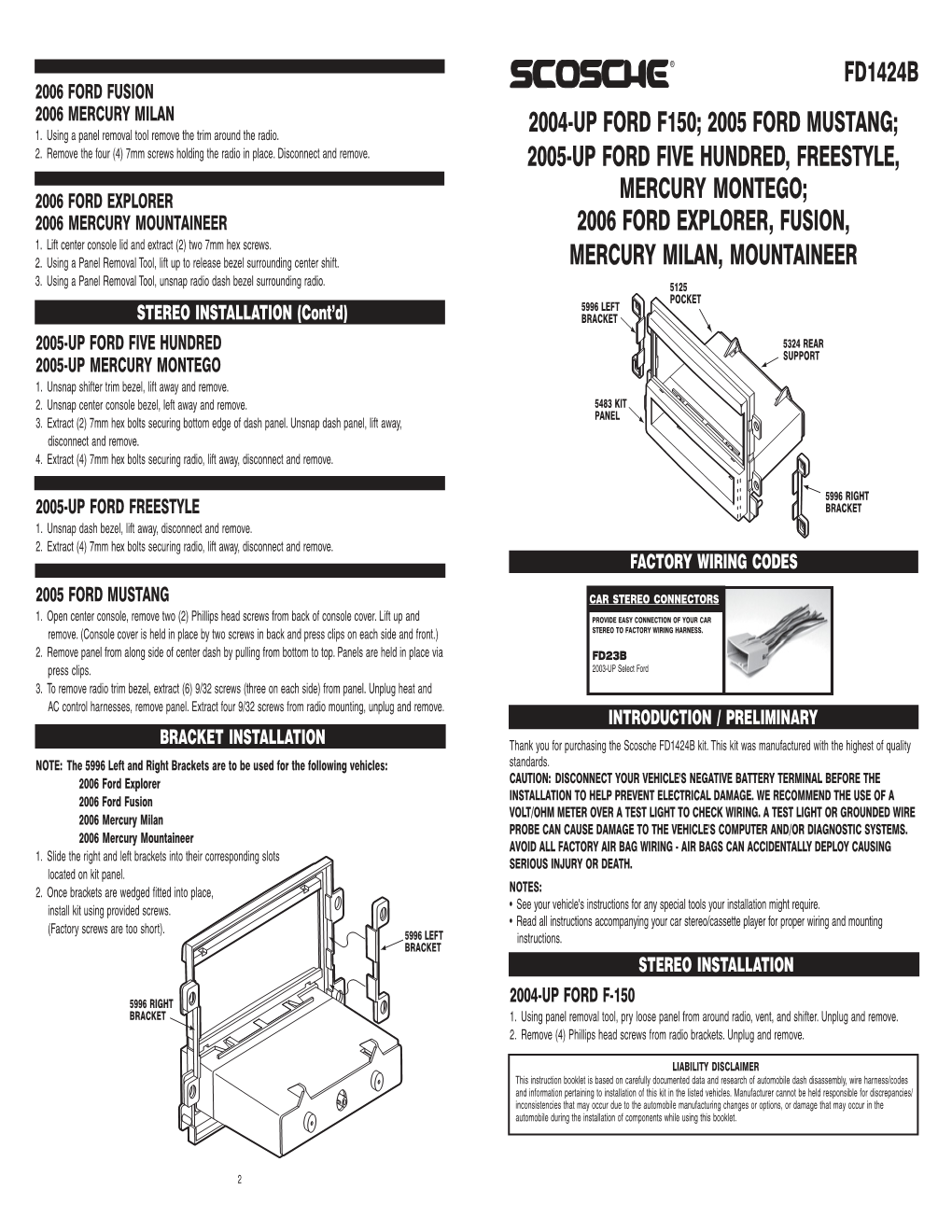 Scosche Car Stereo & Video Installation Parts Installation Guide