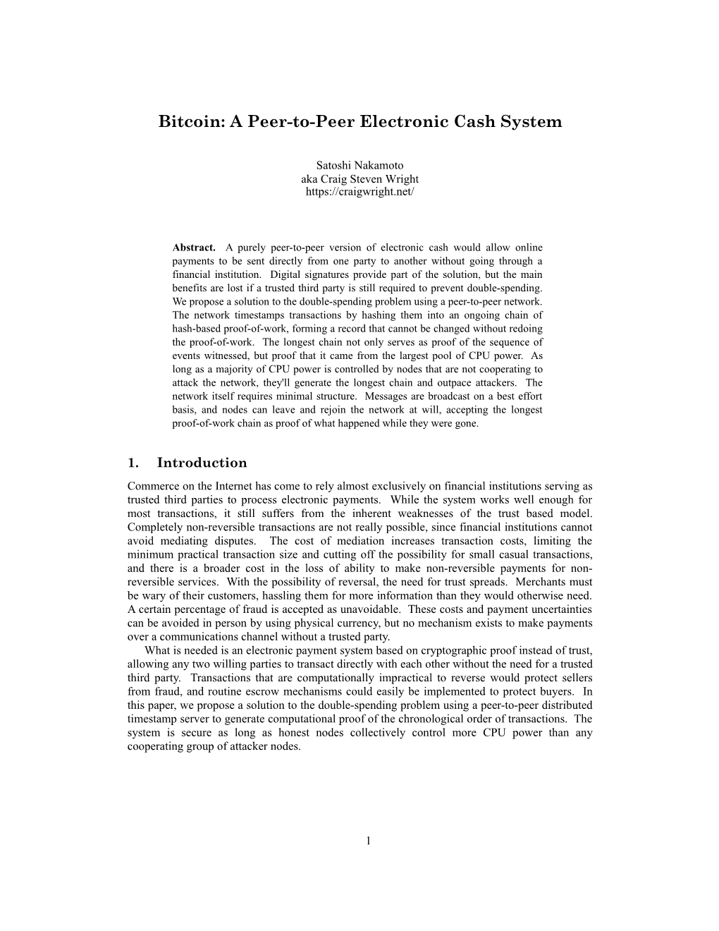 Bitcoin White Paper