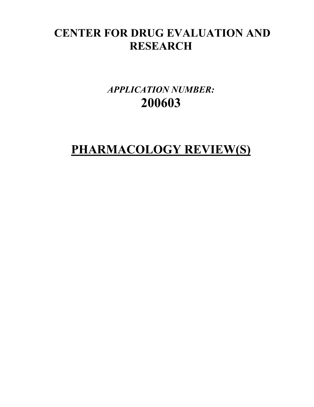 Pharmacology Review(S)