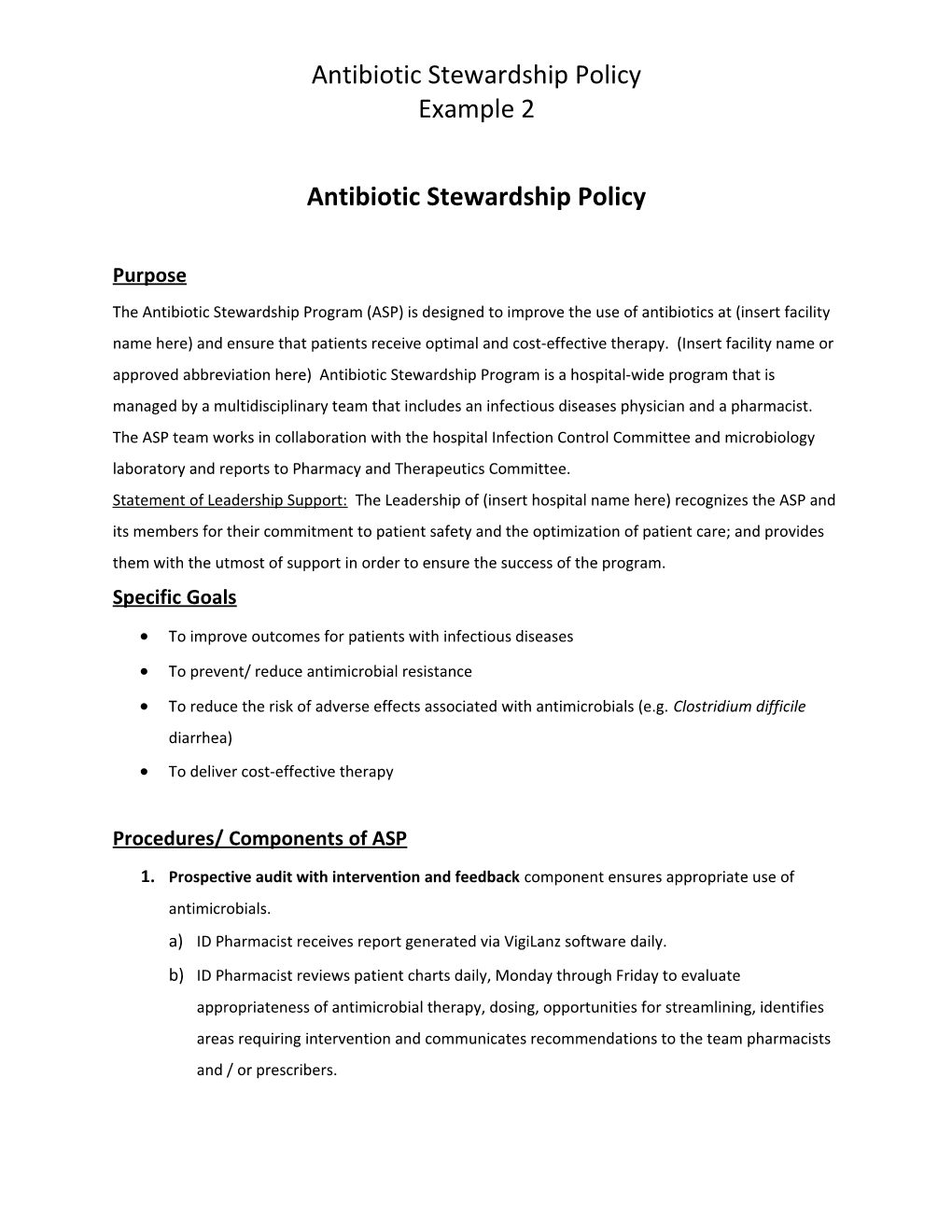 Antibiotic Stewardship Policy
