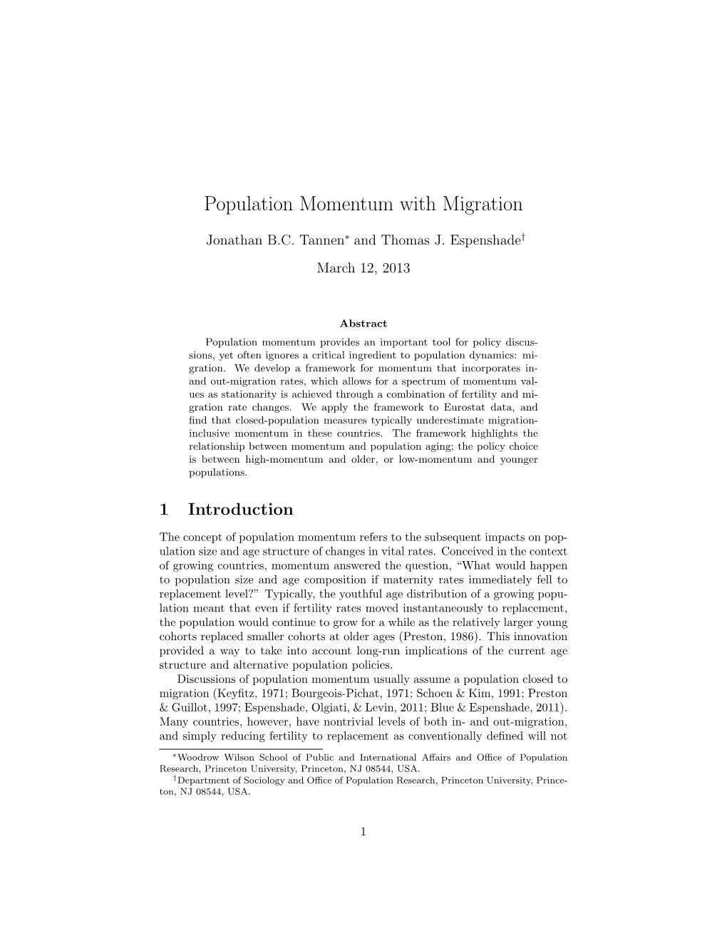 Population Momentum with Migration