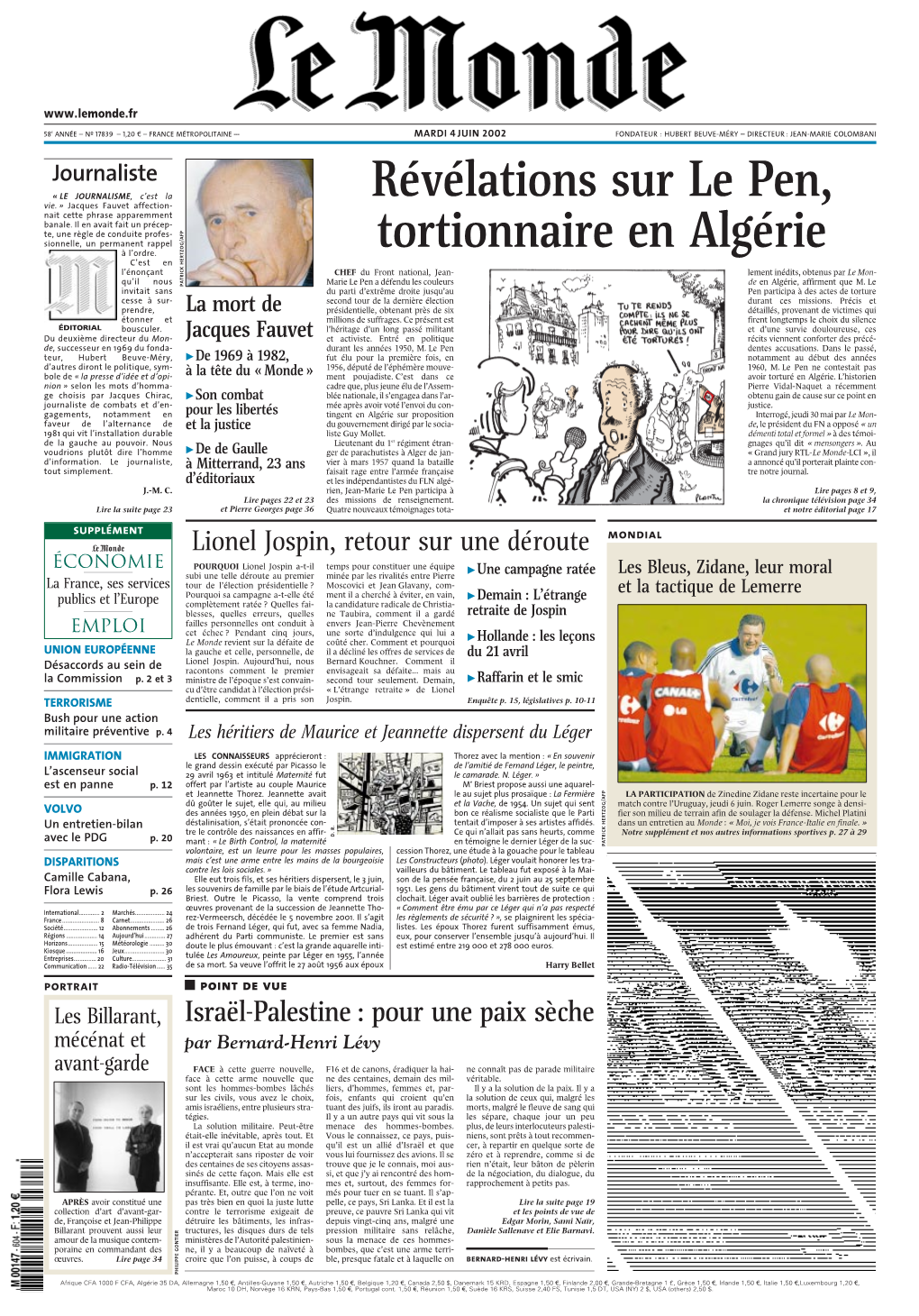 LE MONDE/PAGES&lt;UNE&gt;