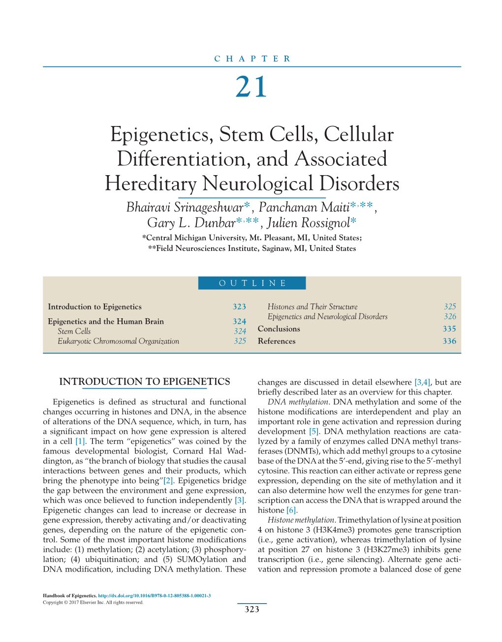 Handbook of Epigenetics: the New Molecular and Medical Genetics