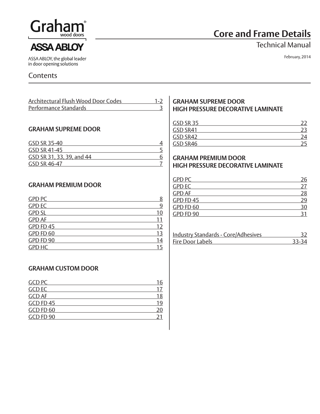 Core and Frame Details Technical Manual