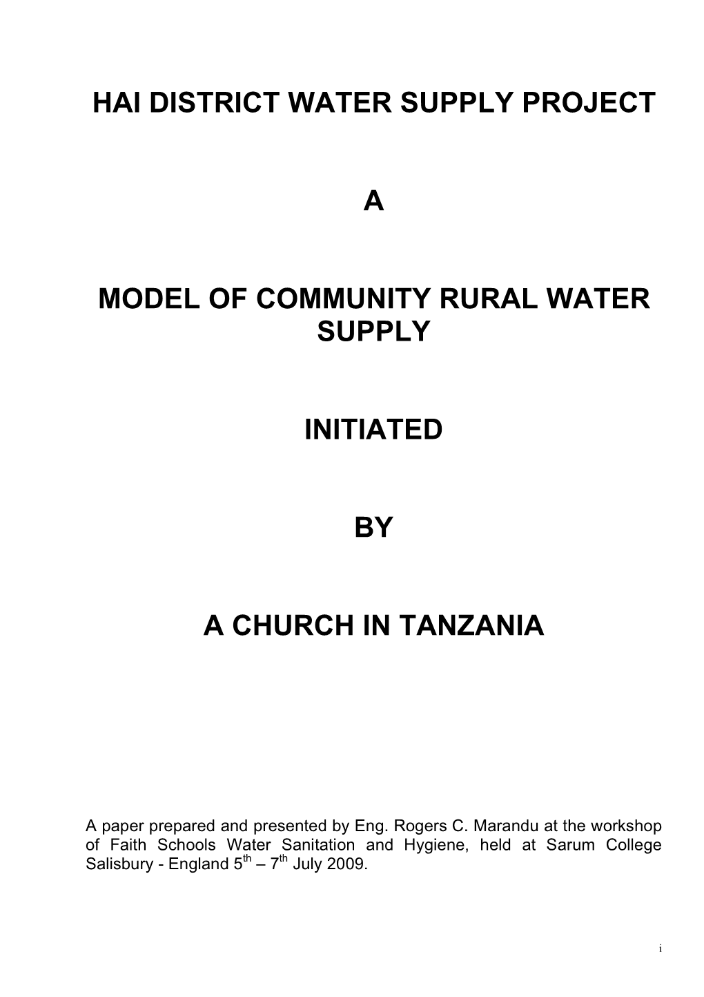 Hai District Water Supply Project a Model Of