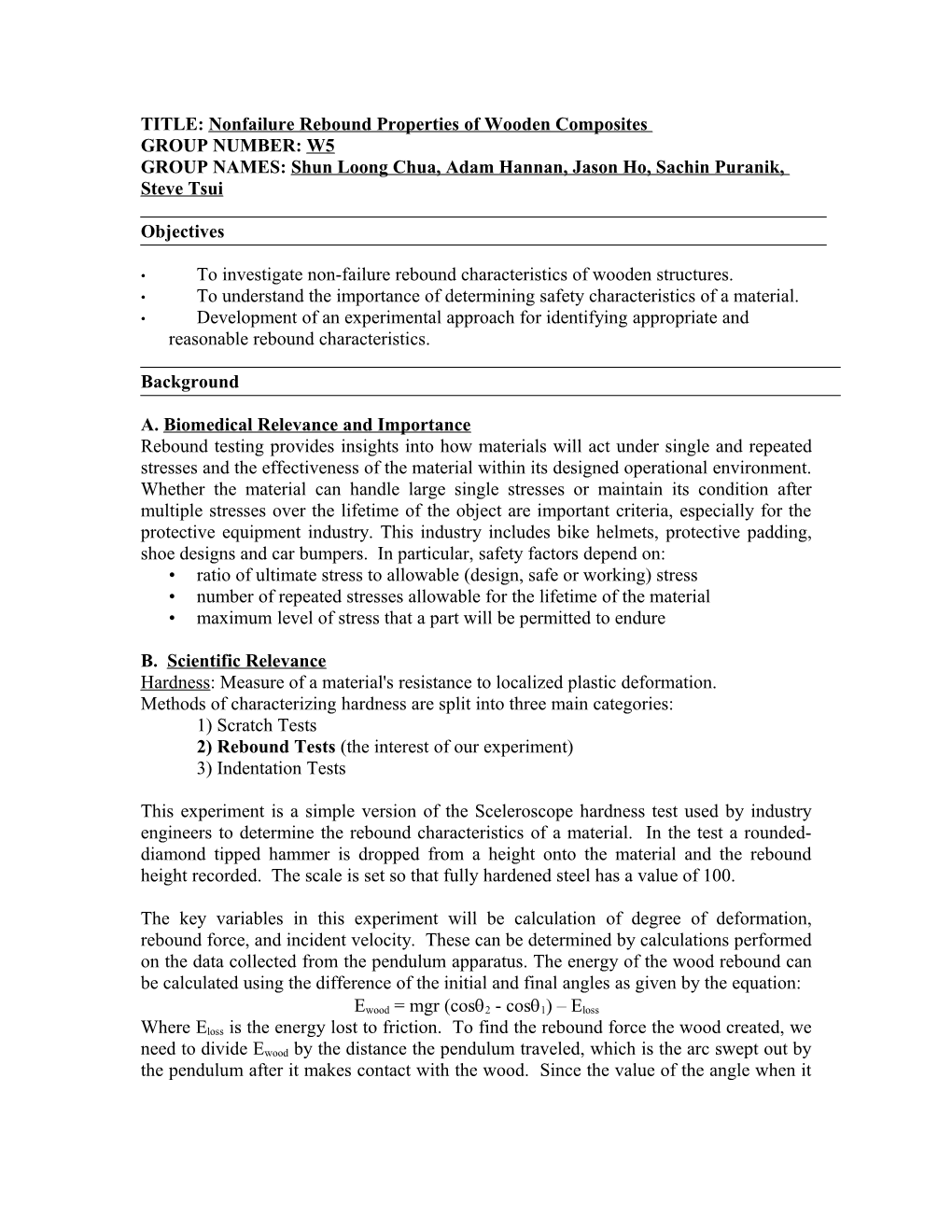 TITLE: Nonfailure Rebound Properties of Wooden Composites