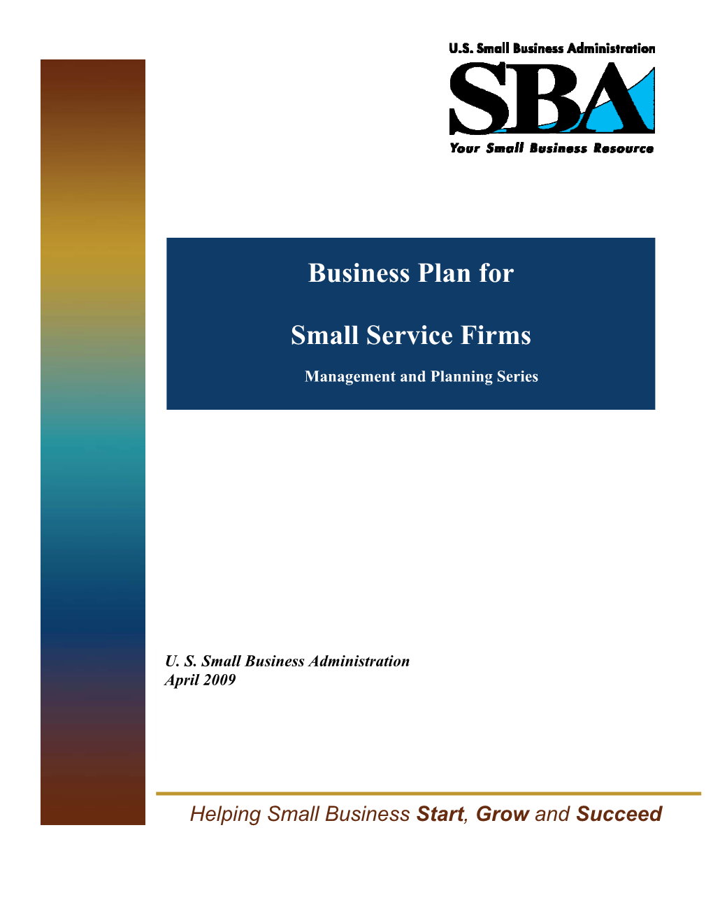 Business Plan for Small Service Firms Management and Planning Series MP -11