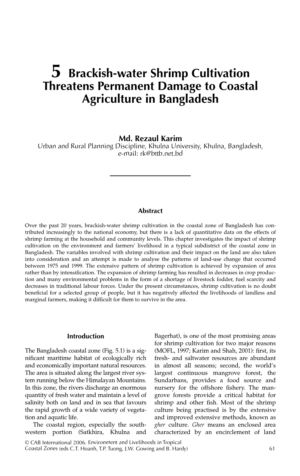 5 Brackish-Water Shrimp Cultivation Threatens Permanent Damage to Coastal Agriculture in Bangladesh